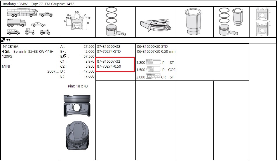 PISTON+SEGMAN 83mm PARTNER-BERLINGO XUD9
