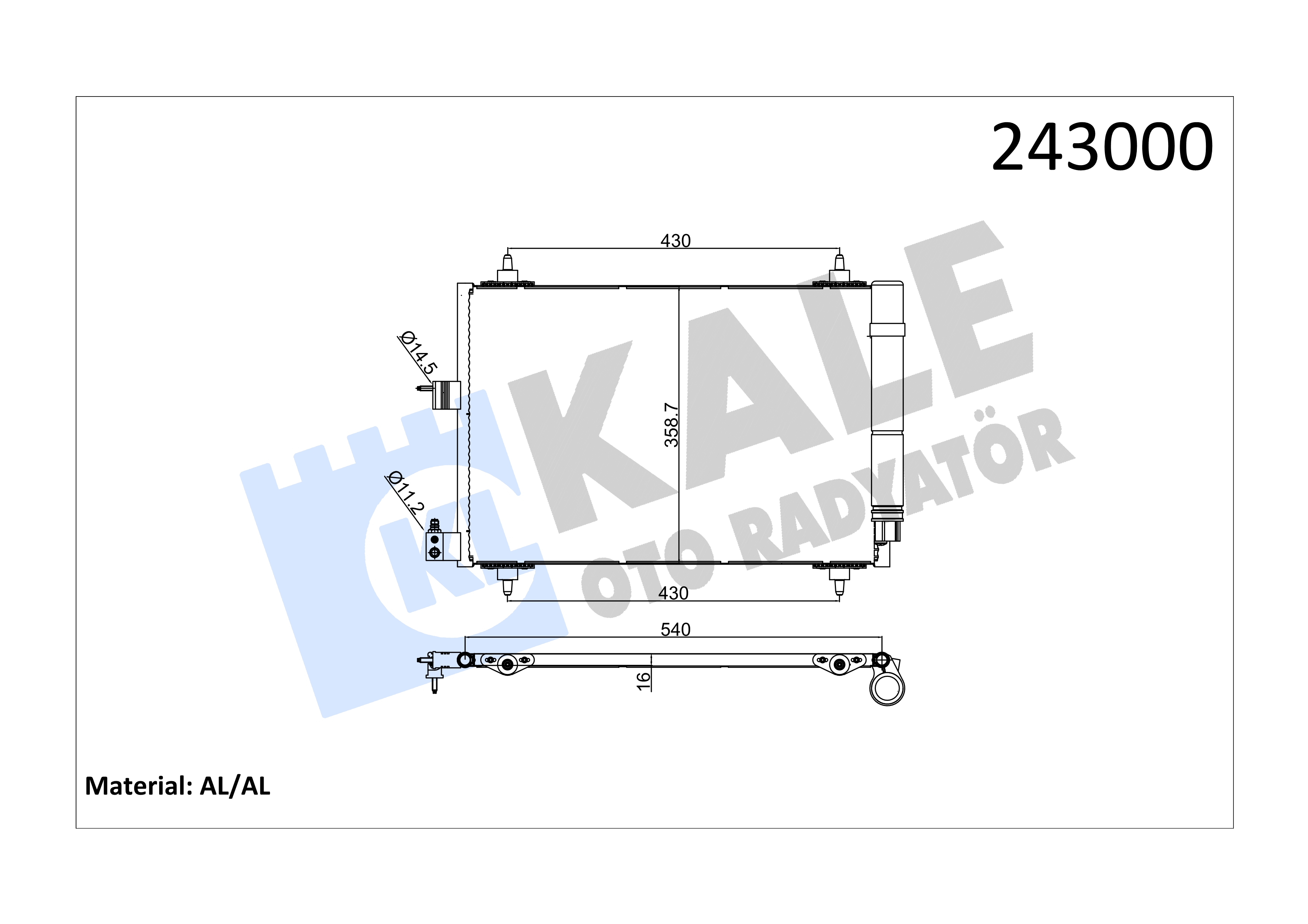 KLIMA RADYATORU PARTNER BERLINGO 1.9 DW8-DW8B