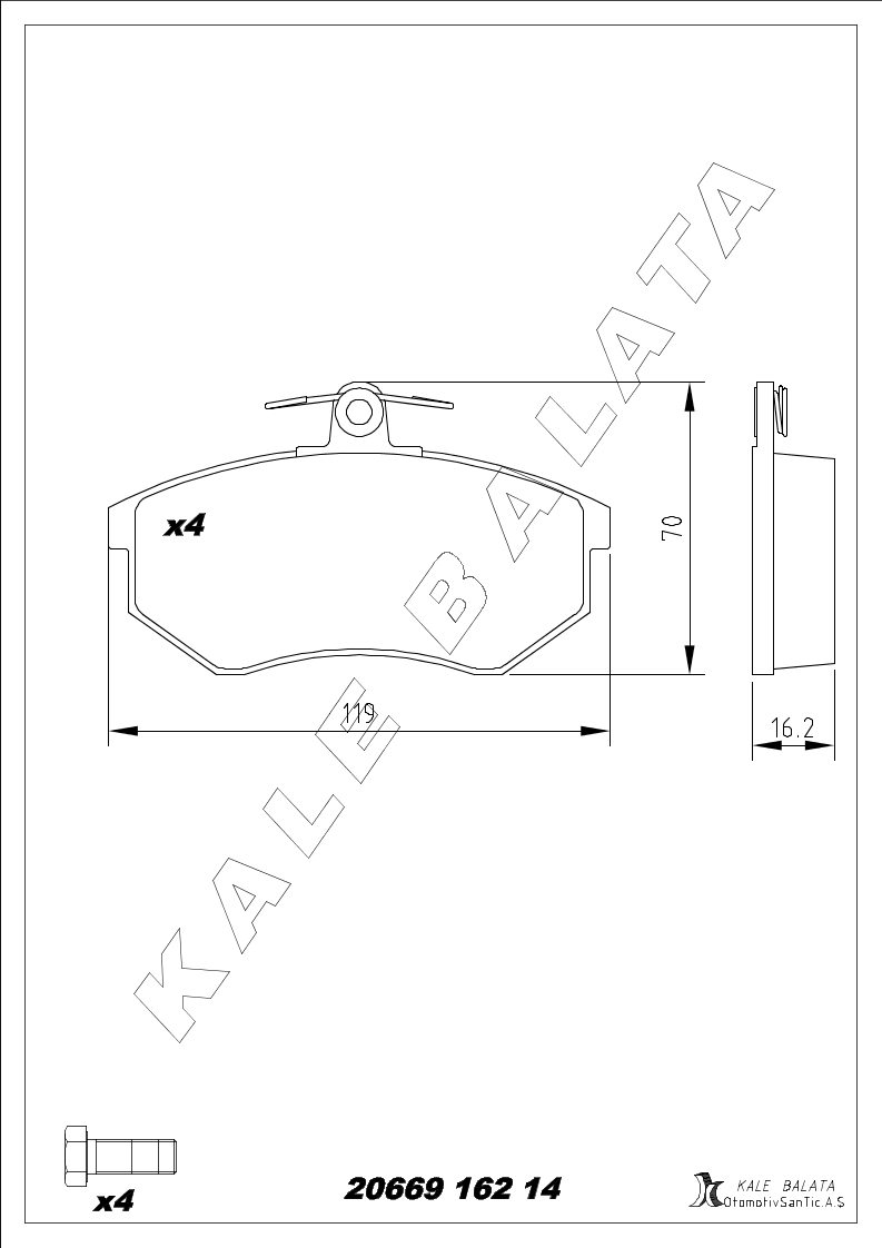 DISK BALATA ON 19.4mm KALINLIK