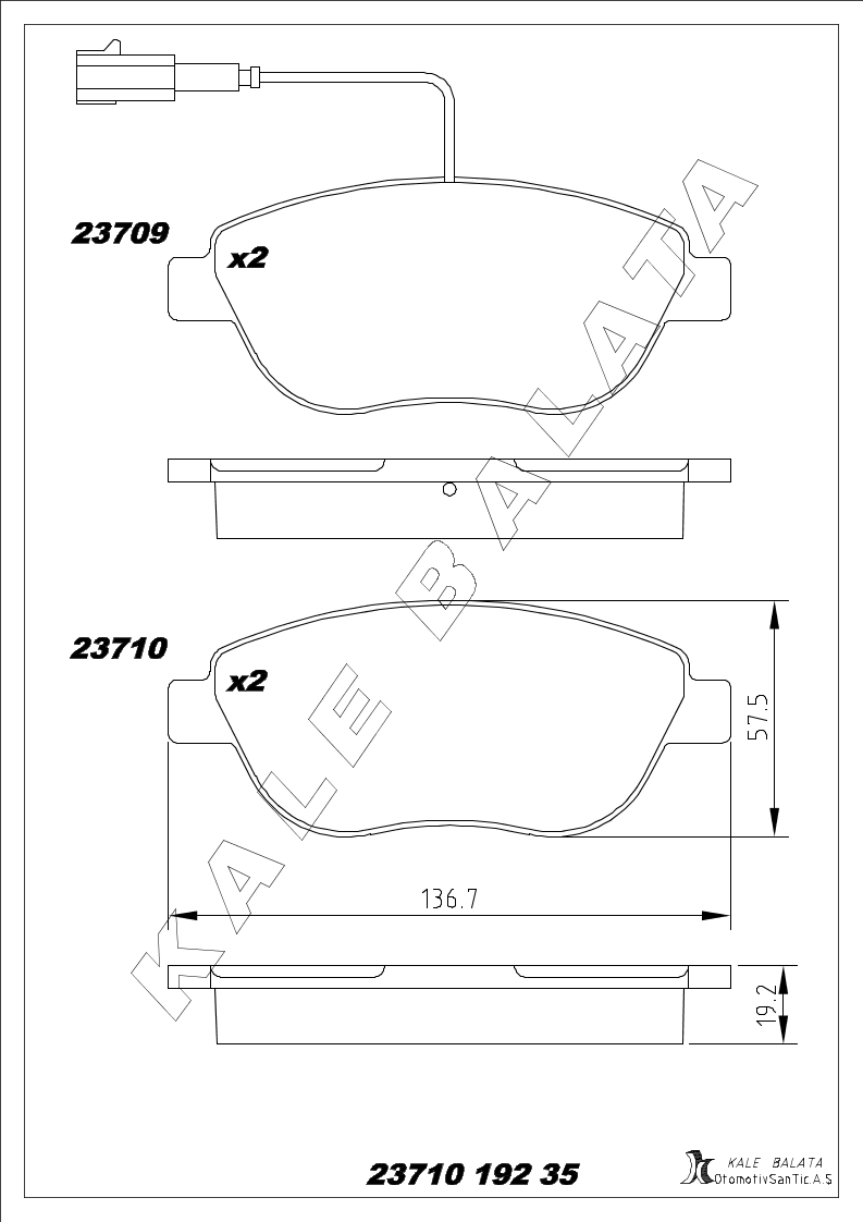 DISK BALATA ON CIFT FISLI BUYUK TIP 284mmDISK ICIN