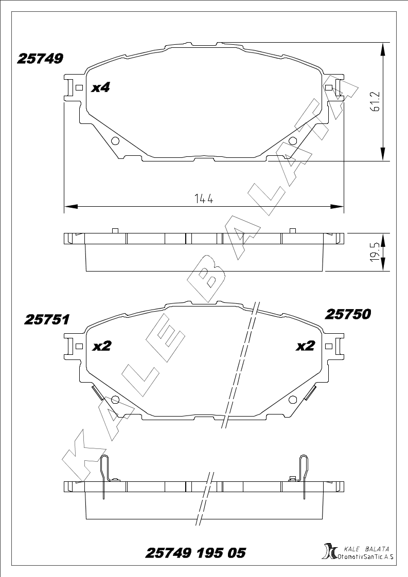DISK BALATA ON-ARKA  KUTUDA 8 ADET